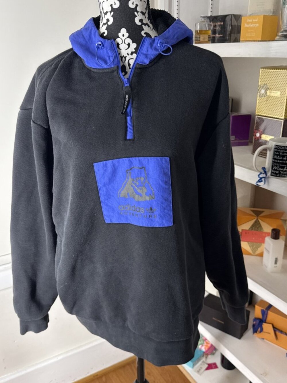 ADIDAS ORIGINALS Adventure Hoodie Polar bear Graphic Sweatshirt Black Men's L